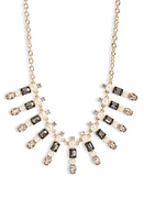 Nordstrom Crystal & Imitation Pearl Frontal Necklace in White- Grey- Gold at Nordstrom