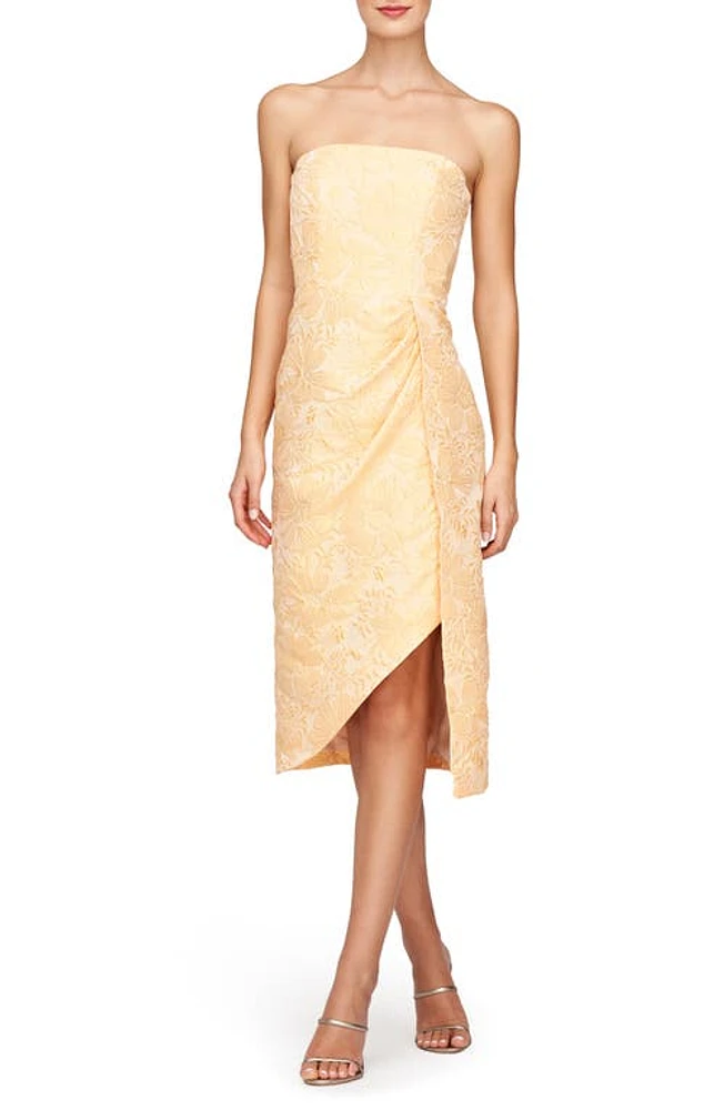 Kay Unger Lucy Floral Jacquard Strapless Dress Saffron at Nordstrom,