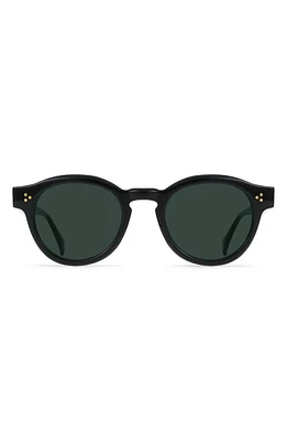 RAEN Zelti 49mm Polarized Small Round Sunglasses in Recycled Black/Green Polar at Nordstrom