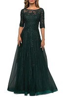 La Femme Floral Lace & Tulle Gown at Nordstrom,