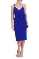 Eliza J Pleat Bow Sheath Cocktail Dress Cobalt at Nordstrom,