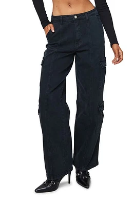 Princess Polly Nosita Wide Leg Cargo Jeans Black at Nordstrom,