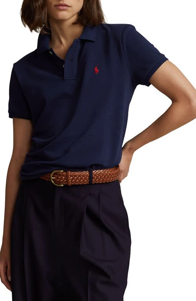 Polo Ralph Lauren Classic Fit Piqué Newport Navy/Red Pp at Nordstrom,