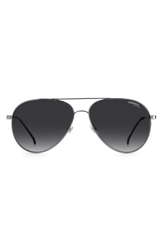 Carrera Eyewear 58mm Aviator Sunglasses in Ruthenium /Grey Shaded at Nordstrom