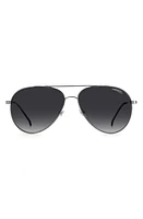 Carrera Eyewear 58mm Aviator Sunglasses in Ruthenium /Grey Shaded at Nordstrom