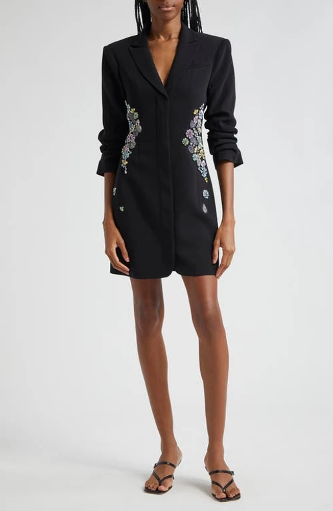 Cinq à Sept Diamond Daisies Joel Embellished Blazer Dress Black/Multi at Nordstrom,