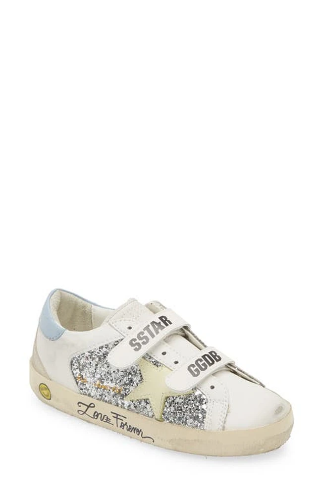 Golden Goose Kids' Old School Glitter Low Top Sneaker in Silver/White/Blue at Nordstrom, Size 1Us