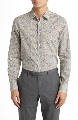 Paul Smith Tailored Fit Floral Cotton Dress Shirt in Multi at Nordstrom, Size 15.5