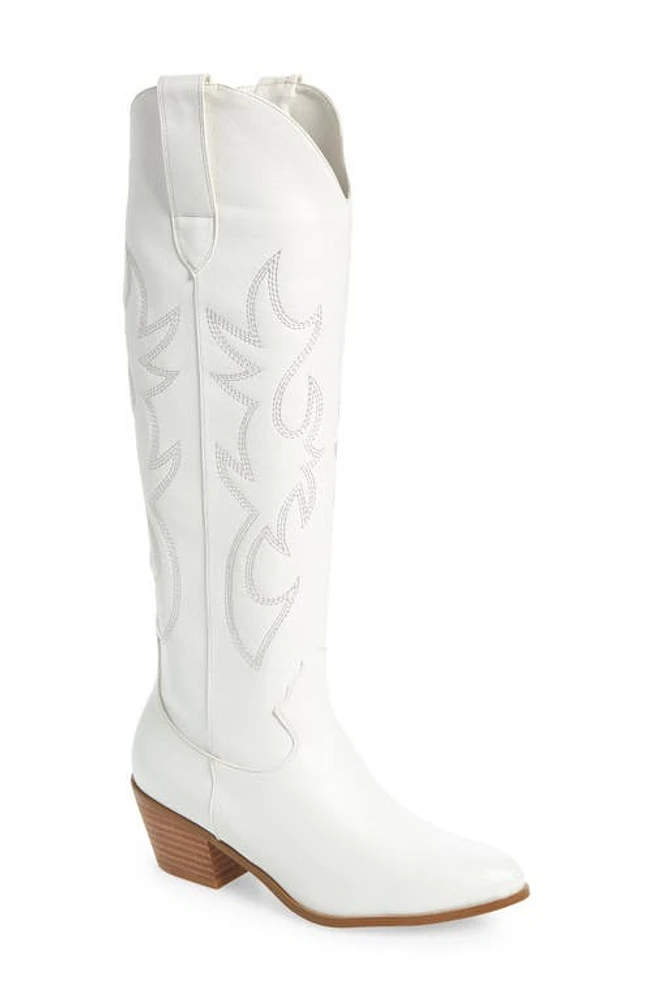 Billini Urson Knee High Western Boot White Leather at Nordstrom,