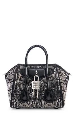 Givenchy Mini Antigona Lock Crystal Embellished Satin Satchel in Black at Nordstrom