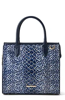 Brahmin Caroline Croc Embossed Leather Satchel in Navy at Nordstrom