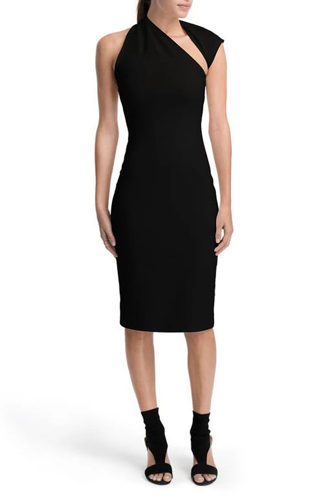 Marcella Manhattan Ponte Knit Midi Dress Black at Nordstrom,