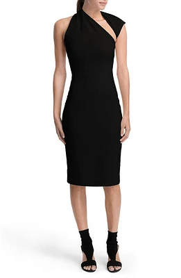 Marcella Manhattan Ponte Knit Midi Dress Black at Nordstrom,