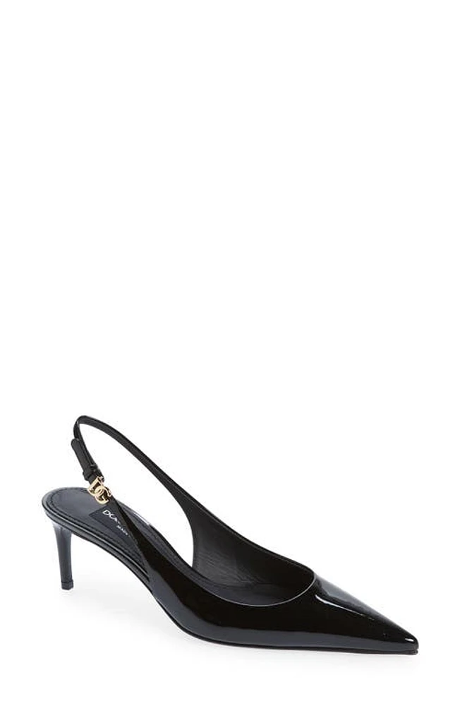 Dolce & Gabbana Lollo Patent Leather Slingback Pump Black at Nordstrom,