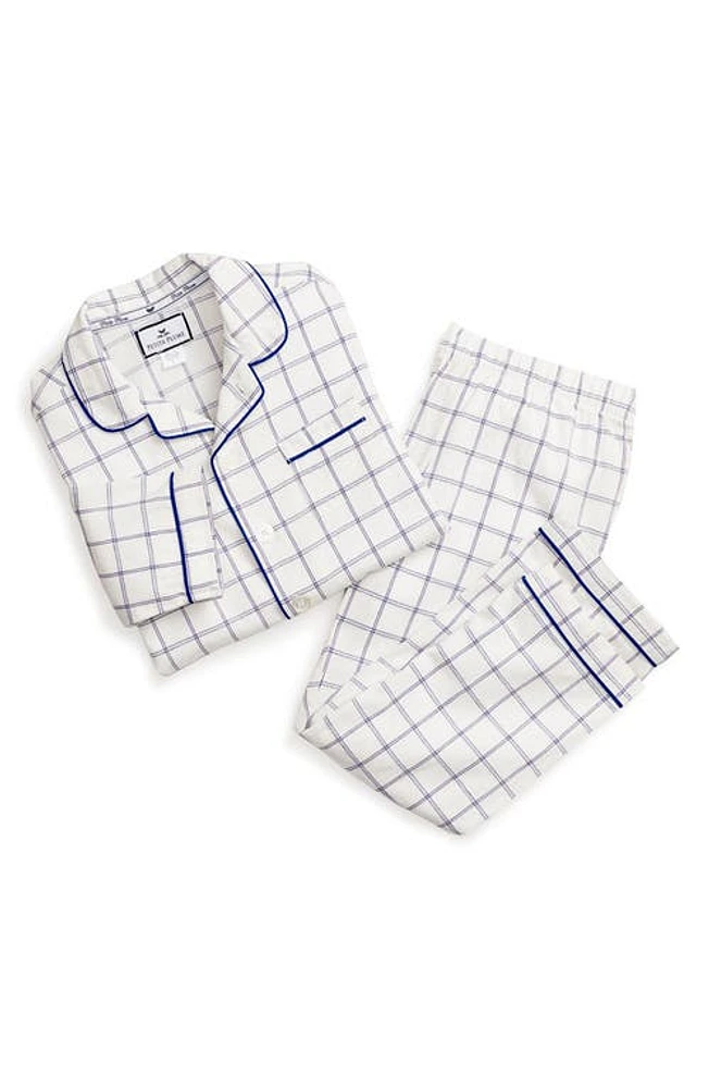 Petite Plume Kids' Nantucket Tattersall Two-Piece Pajamas White at Nordstrom,