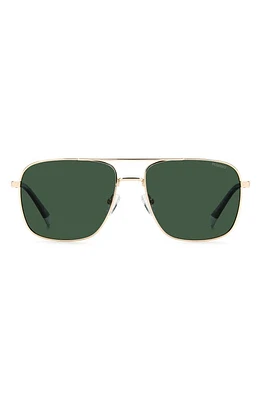 Polaroid 58mm Polarized Rectangular Sunglasses in Gold/Green Polarized at Nordstrom