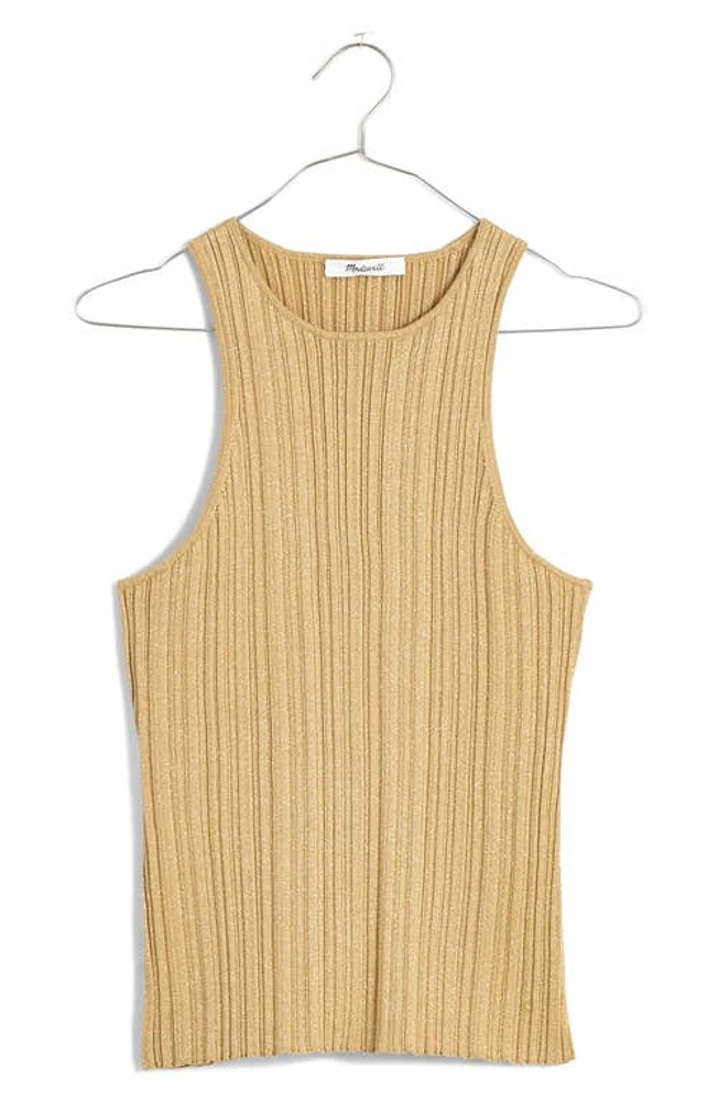 Madewell The Signature Shimmer Knit Cutaway Sweater Tank in Sand Dune at Nordstrom, Size X-Small