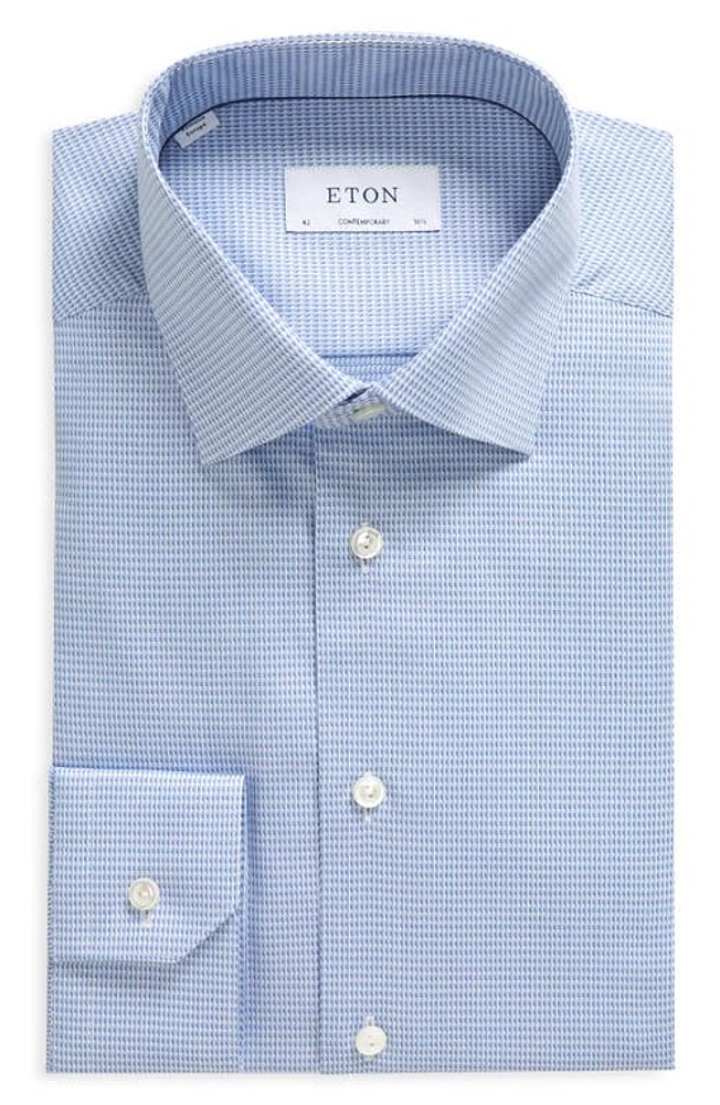 Eton Contemporary Fit Textured Twill Dress Shirt Lt/Pastel Blue at Nordstrom, - R