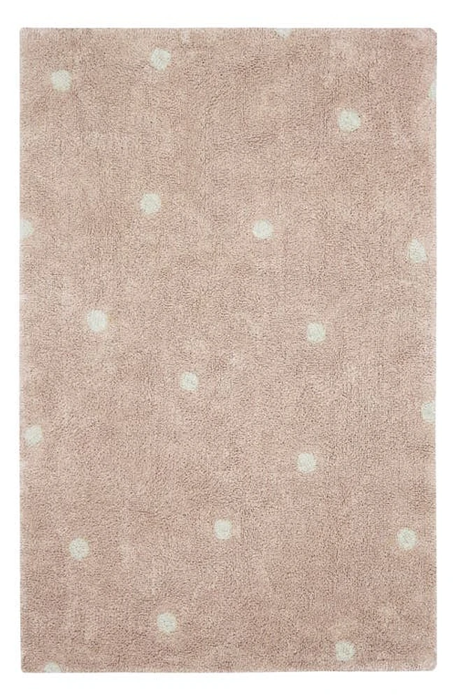 Lorena Canals Mini Polka Dot Washable Cotton Blend Rug in Rose Natural at Nordstrom