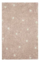 Lorena Canals Mini Polka Dot Washable Cotton Blend Rug in Rose Natural at Nordstrom