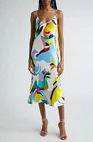 L'AGENCE Seridie Silk Midi Slipdress Multi Kaleidoscope at Nordstrom,