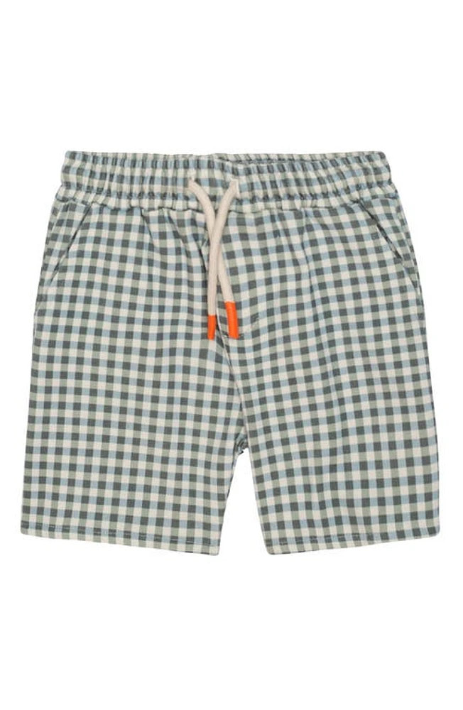 Mon Coeur Kids' Gingham Print Shorts Natural Faded Denim at Nordstrom,