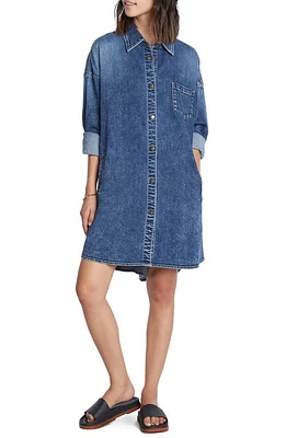 Wash Lab Denim Long Sleeve Shirtdress Beach Blue at Nordstrom,