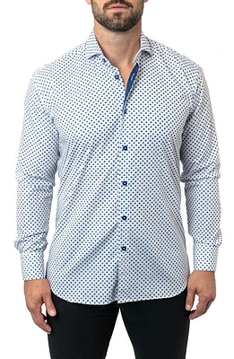 Maceoo Einstein Dot Print Contemporary Fit Button-Up Shirt White at Nordstrom,