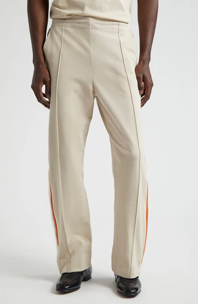 Nicholas Daley Side Stripe Cotton Track Pants Sienna/Oatmeal/Ecru at Nordstrom,