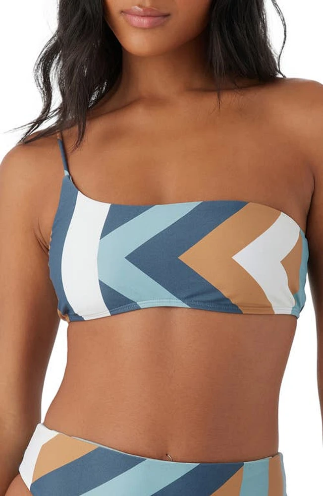 O'Neill Soli Geo Seal Beach One-Shoulder Bikini Top Blue Multi at Nordstrom,