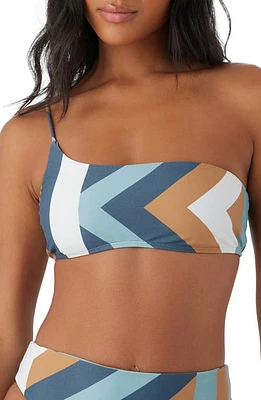 O'Neill Soli Geo Seal Beach One-Shoulder Bikini Top Blue Multi at Nordstrom,