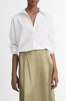 Vince Half Placket Cotton Shirt Optic White at Nordstrom,