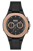 BOSS Taper Chronograph Leather Strap Watch in Black at Nordstrom