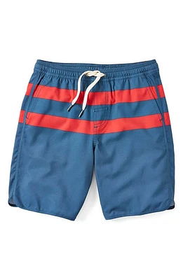 Fair Harbor Kids' Anchor Stripe Water Repellent Swim Trunks Red at Nordstrom