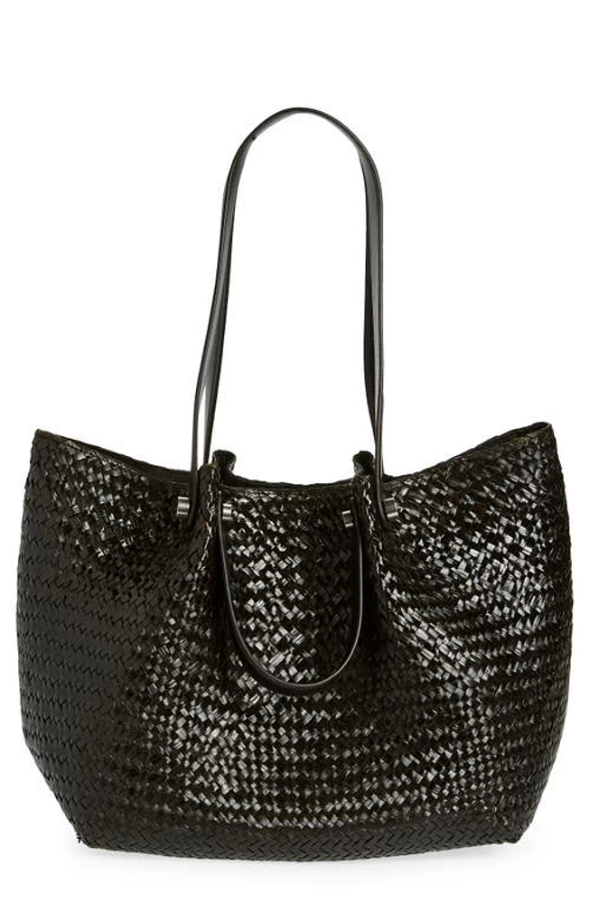 AllSaints Allington Straw Tote in Black at Nordstrom