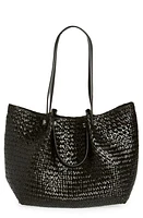 AllSaints Allington Straw Tote in Black at Nordstrom