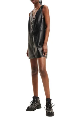 Desigual Sleeveless Faux Leather Dress Black at Nordstrom,