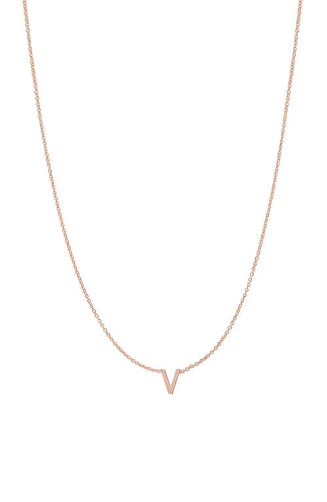 BYCHARI Initial Pendant Necklace in 14K Rose Gold-V at Nordstrom