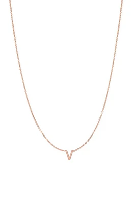 BYCHARI Initial Pendant Necklace in 14K Rose Gold-V at Nordstrom