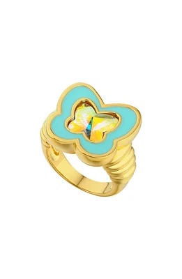 July Child Y2K Butterfly Blue Ring in Gold/Blue Enamel/Swarovski at Nordstrom