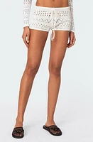 EDIKTED Betsy Drawstring Knit Cover-Up Shorts White at Nordstrom,