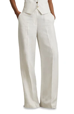 Reiss Lori Crease Wide Leg Pants White at Nordstrom,