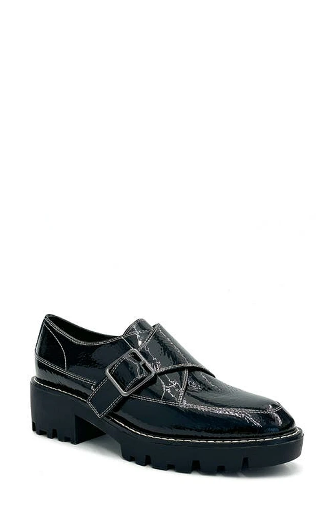 Donald Pliner Elynaci Snakeskin Embossed Monk Strap Shoe Black at Nordstrom,