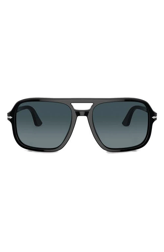 Persol 58mm Polarized Pilot Sunglasses in Black at Nordstrom