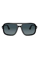 Persol 58mm Polarized Pilot Sunglasses in Black at Nordstrom