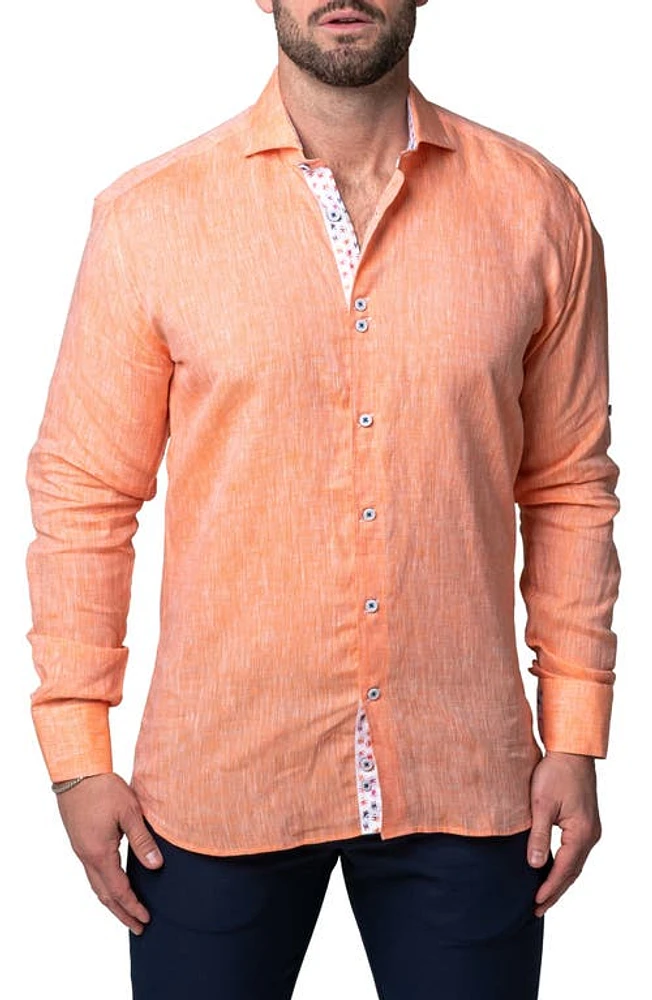 Maceoo Einstein Lenny Orange Button-Up Shirt at Nordstrom, Size 5