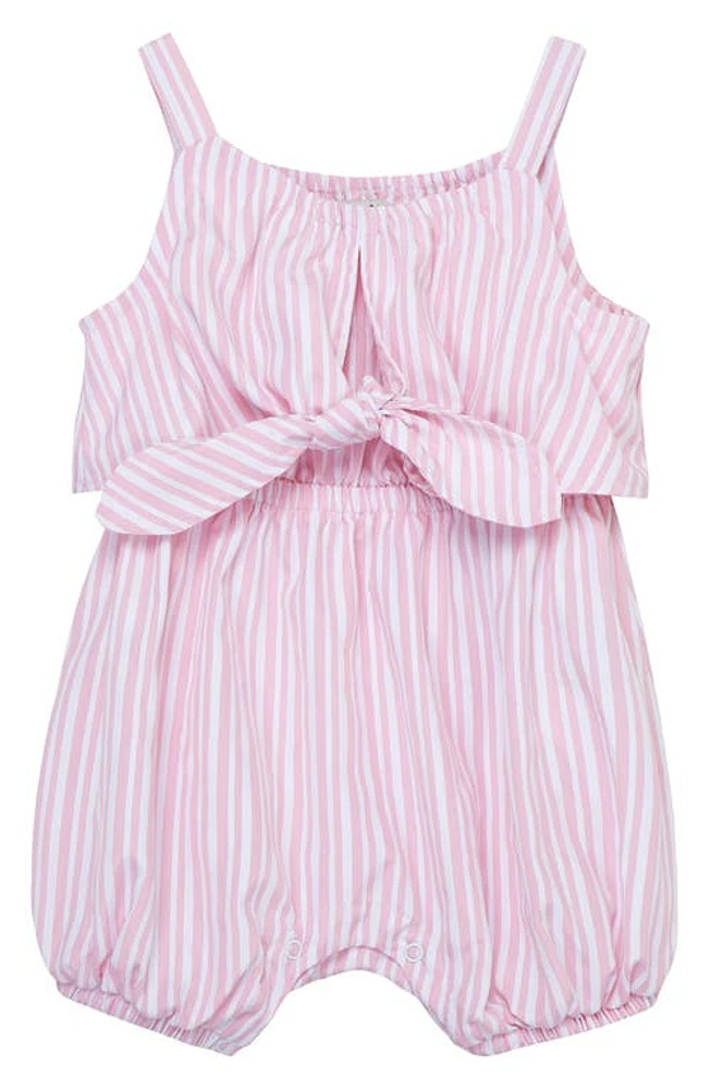 Habitual Kids Stripe Tie Front Bubble Romper Light Pink at Nordstrom,