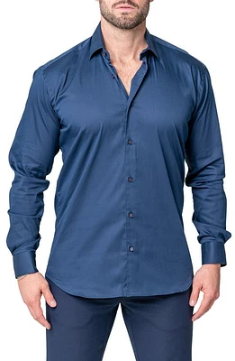 Maceoo Fibonacci Sleek Navy Contemporary Fit Button-Up Shirt in Blue at Nordstrom, Size 6