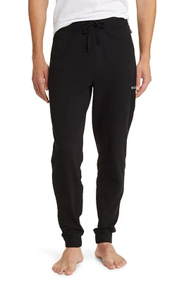 BOSS Waffle Cotton Blend Pajama Joggers Black at Nordstrom,