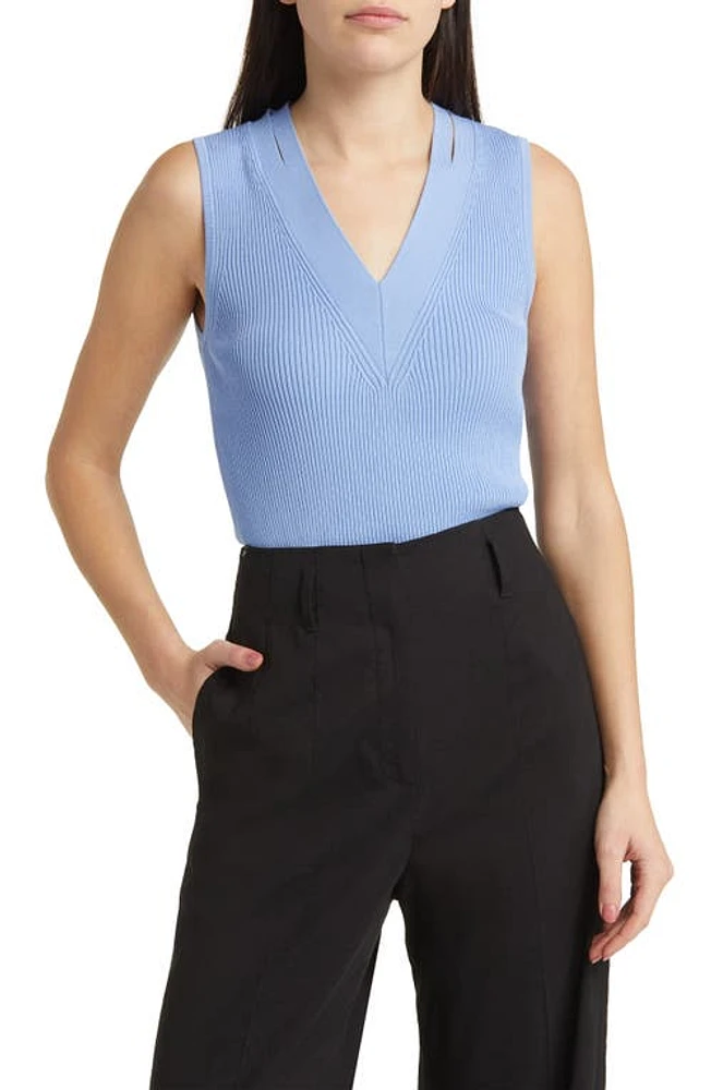 BOSS Fality Sleeveless Cutout Rib Sweater Hydrangea at Nordstrom,